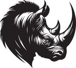 Rhino Head Silhouette isolated on white background Minimalist rhino vector shape 