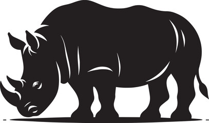 Rhino Silhouette isolated on white background Minimalist rhino vector shape 