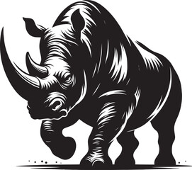 Rhino Silhouette isolated on white background Minimalist rhino vector shape 