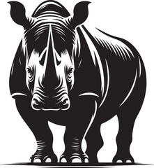 Rhino Silhouette isolated on white background Minimalist rhino vector shape 