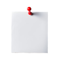 White sticky note paper with red push pin on blackbackground