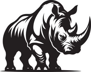 Rhino Silhouette isolated on white background Minimalist rhino vector shape 