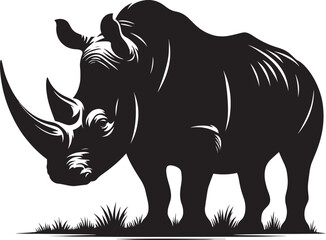 Rhino Silhouette isolated on white background Minimalist rhino vector shape 