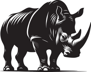 Rhino Silhouette isolated on white background Minimalist rhino vector shape 