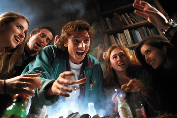 drug using teens at house party