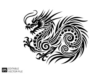 Fototapeta premium Dragon head tribal tattoo graphic design templates