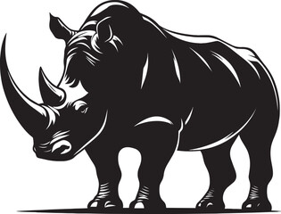 Rhino Silhouette isolated on white background Minimalist rhino vector shape 