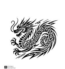 Dragon head tribal tattoo graphic design templates