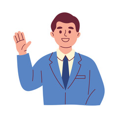 Business Man Waving His Hand Say Hello Greeting
