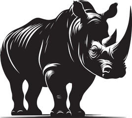 Rhino Silhouette isolated on white background Minimalist rhino vector shape 