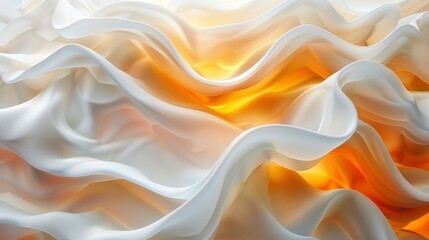 Fototapeta premium Flowing Layers of White and Orange Fabric Under Soft Natural Light During Late Afternoon