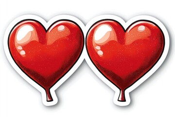 Two Red Heart Balloons