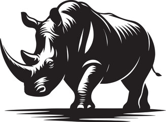 Rhino Silhouette isolated on white background Minimalist rhino vector shape 