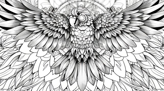 Parrot with Spread Wings