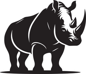 Rhino Silhouette isolated on white background Minimalist rhino vector shape 