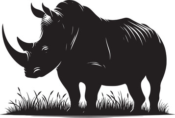 Fototapeta premium Rhino Silhouette isolated on white background Minimalist rhino vector shape 