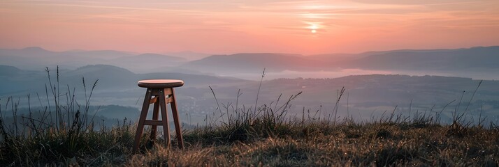 Sunset over a calm lake with mountains in the background and a reflection in the water