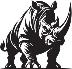 Rhino Silhouette isolated on white background Minimalist rhino vector shape 