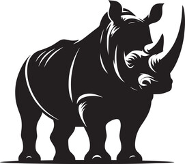Rhino Silhouette isolated on white background Minimalist rhino vector shape 