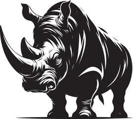 Rhino Silhouette isolated on white background Minimalist rhino vector shape 
