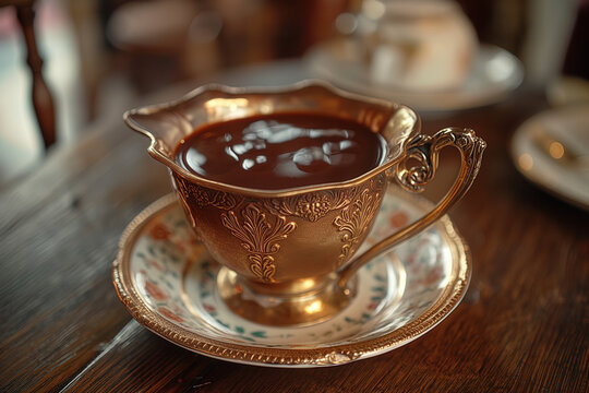 Demi-glace - a rich brown sauce made from espagnole sauce and reduced brown stock - popular french sauce, french hi end kitchen