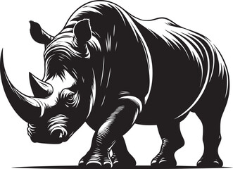 Rhino Silhouette isolated on white background Minimalist rhino vector shape 
