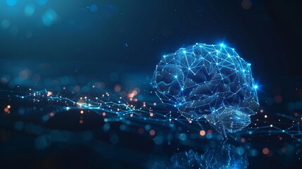 Fototapeta premium Abstract Brain with Network Connection for your background business, poster, wallpaper, banner, backdrop, greeting cards, and advertising for business entities or brands.