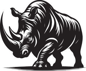 Rhino Silhouette isolated on white background Minimalist rhino vector shape 