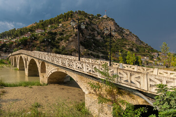 Gorica Bridge over the Osum river is a landmark in the city of Berat, Albania and one of the oldest and most popular Ottoman bridges in Albania and originally built form wood in 1780