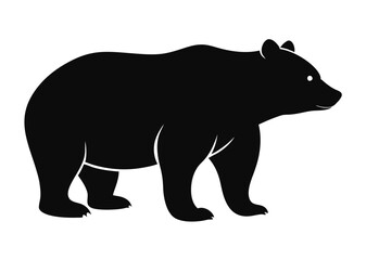 bear Silhouette on White Background	 