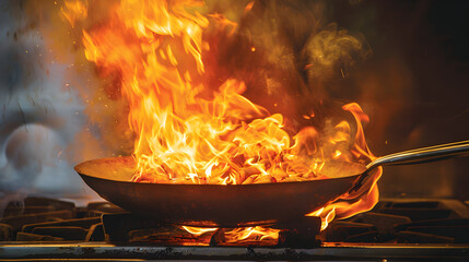 cooking in the fire, Wok Flames in Action