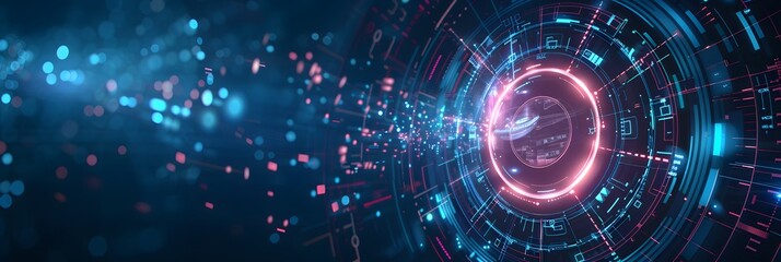 HA glowing blue fiber optic background with a fractal pattern and bright spots