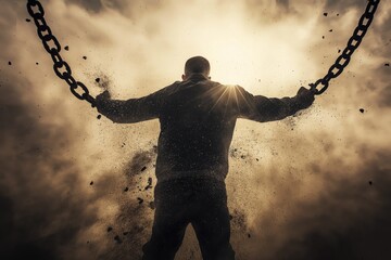 freedom concept, man breaking chains