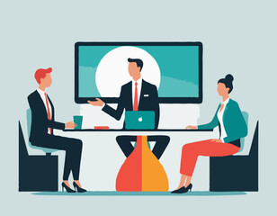 Business meeting semi flat RGB color vector illustration
