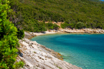 The peninsula Karaburun in Albania near the city of Vlore. A touristic hotspots for daytrips to swim in the crystal clear waters and it marks the border between the Adriatic and Ionian seas