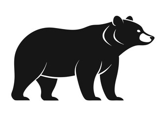bear Silhouette on White Background	 