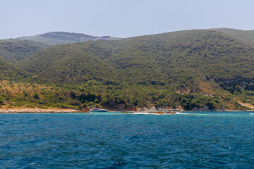 The peninsula Karaburun in Albania near the city of Vlore. A touristic hotspots for daytrips to swim in the crystal clear waters and it marks the border between the Adriatic and Ionian seas