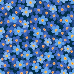 seamless floral pattern. Idea for fabric, tablecloth pattern, wrapping paper, gift paper. Print Ditsy. Motives are scattered randomly. forget me not flower pattern background. cute pattern
