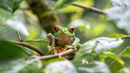 Red-Eyed Tree Frog in the Rainforest