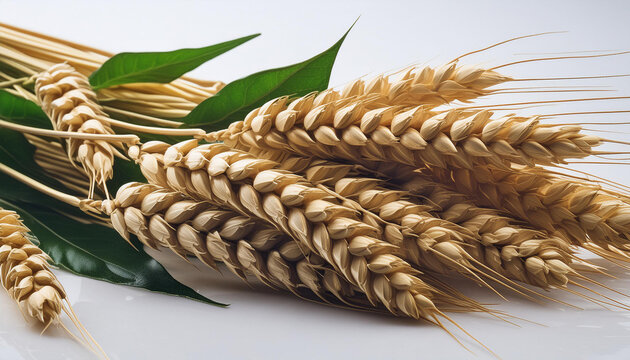 espigas de trigo dorado aisladas sobre un fondo blanco