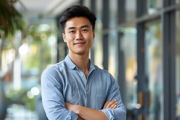 Obraz premium Smiling Man with Arms Crossed