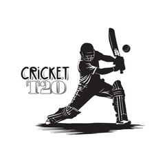 Illustrative logo featuring a batsman and cricket ball