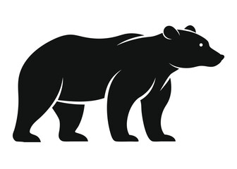 bear Silhouette on White Background	 
