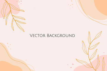 Abstract background vector hand drawn floral background minimalist and simple style fluid shape. pink pastel vector nature background.