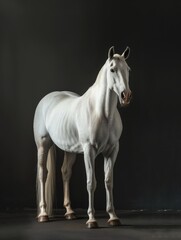 Obraz premium Albino horse. Studio photography of an animal in white color.