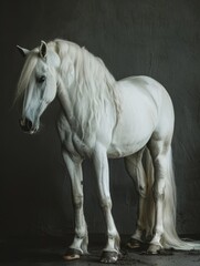 Obraz premium Albino horse. Studio photography of an animal in white color.