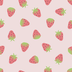 seamless fruit pattern. Idea for fabric, tablecloth pattern, wrapping paper, gift paper. Print Ditsy. Motives are scattered randomly.strawberry pattern background. cute berry pattern 
