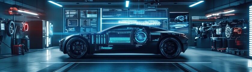 Fototapeta premium Futuristic EV technology graphic interface 