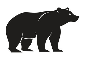 bear Silhouette on White Background	 