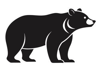 bear Silhouette on White Background	 